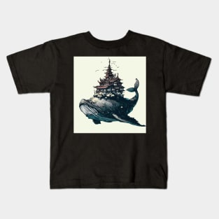 Fantasy whale village Kids T-Shirt